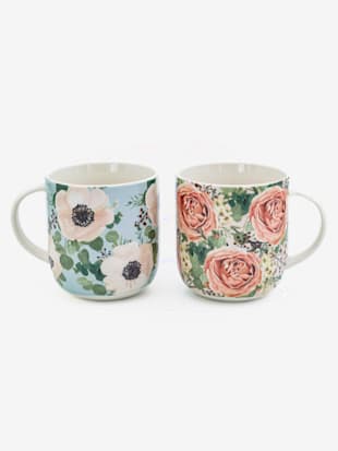 Ensemble de 2 tasses motif floral délicat , blanc, taille 0 - MODA VILONA - Mode Femme et Homme