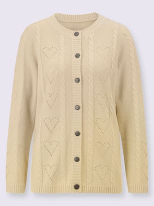 Veste en tricot motif ajouré en forme de cœur