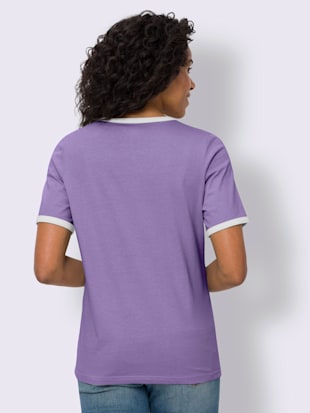 T-shirt à manches courtes passepoils contrastés tendance (Image 3)