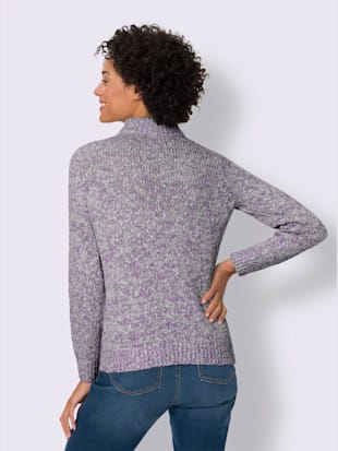 Pull fil fantaisie col montant zippé manches longues