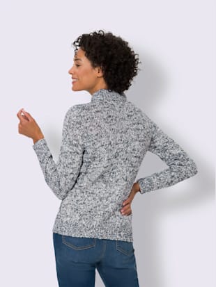 Pull fil fantaisie col montant zippé manches longues