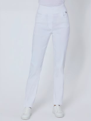 Pantalon lyocell large ceinture élastique, couleur blanc - HELLINE