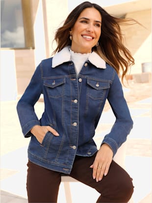 Veste en jean col imitation fourrure amovible (Image 1)