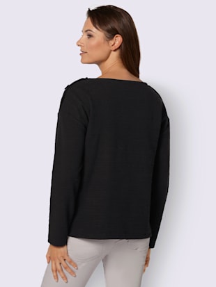 T-shirt texturé coupé ample col rond manches raglan longues