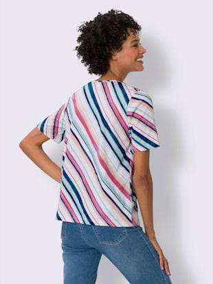 T-shirt à manches courtes rayures diagonales tendance