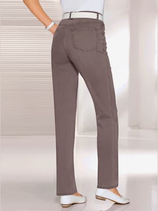 Jean femme coupe droite taille haute poches zippées (Image 1)