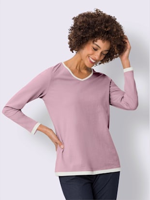 T-shirt à manches longues encolure en v affinante (Image 1)
