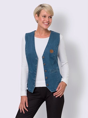 Gilet en jean poches raglan