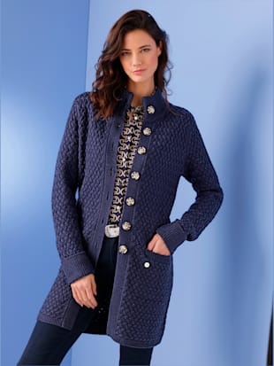 Veste longue en tricot 30% laine vierge (mérinos)