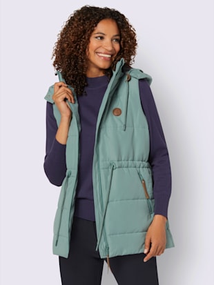 Gilet long capuche amovible réglable en largeur