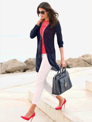 Veste en tricot forme ouverte et longue tendance