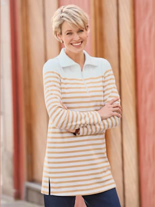 Sweatshirt long col à revers avec glissière (Image 1)
