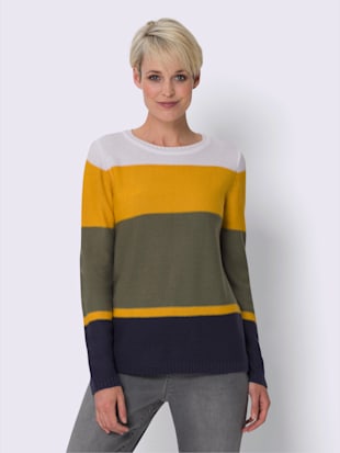 Pull à manches longues motif color block tendance