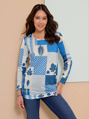 T-shirt long motif patchwork moderne