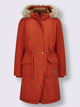 Manteau capuche avec imitation fourrure amovible