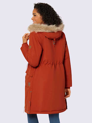 Manteau capuche avec imitation fourrure amovible