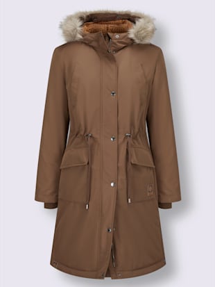 Manteau capuche avec imitation fourrure amovible