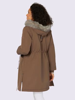 Manteau capuche avec imitation fourrure amovible