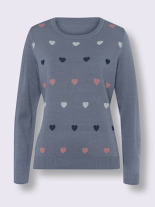 Pull encolure ronde motif cœur tendance (Image 4)