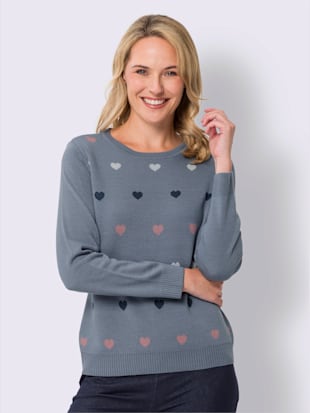 Pull encolure ronde motif cœur tendance (Image 2)