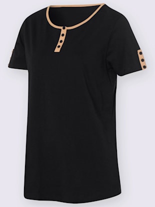 T-shirt en coton avec détails contrastés col rond manches courtes