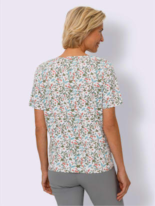 T-shirt à manches courtes fronces et lien à nouer sur l'encolure (Image 3)