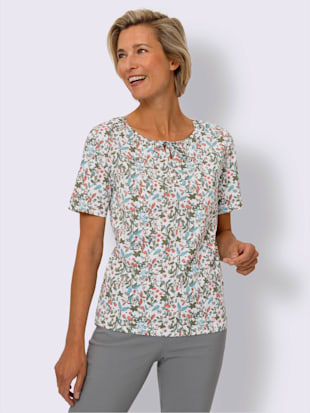 T-shirt à manches courtes fronces et lien à nouer sur l'encolure (Image 2)