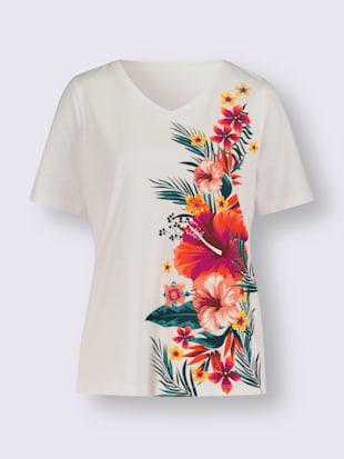 T-shirt en v imprimé floral