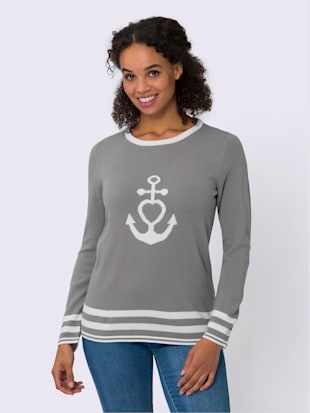 Pull à manches longues motif intarsia