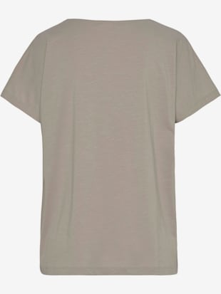 T-shirt à manches courtes encolure ronde dégagée avec ourlet roulotté