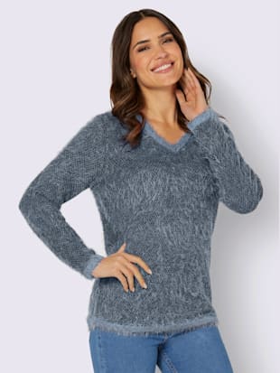 Pull en tricot fil moelleux à poils longs