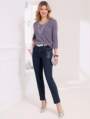 Pull à manches 3/4 encolure en v féminine (Image 1)