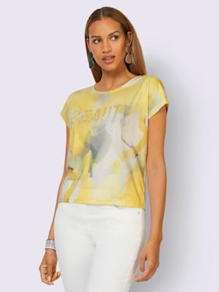 T-shirt inscription avec petites pierres brillantes fantaisie