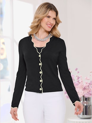 Veste en tricot manches et col à finitions ondulées