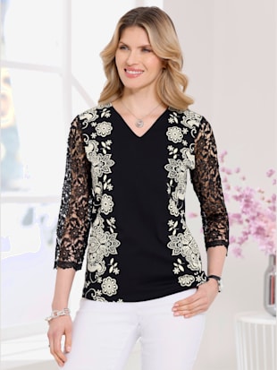 T-shirt en v manches 3/4 en dentelle (Image 1)