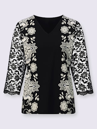 T-shirt en v manches 3/4 en dentelle (Image 4)
