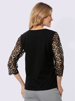 T-shirt en v manches 3/4 en dentelle (Image 3)