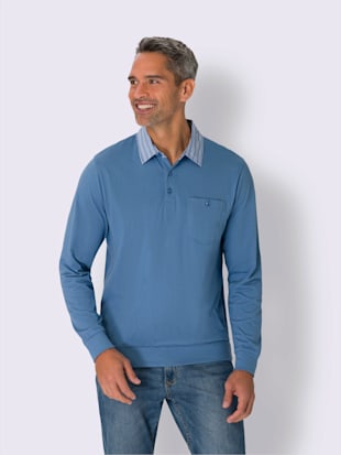 Polo à manches longues col chemise tissé