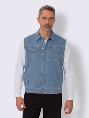 Gilet en jean coutures de séparation contrastées