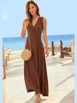 Robe longue encolure en v chevauchante dégagée