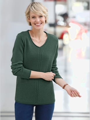 Pull à manches longues bord roulé à l'encolure - vert mousse - 42 - Moda Vilona