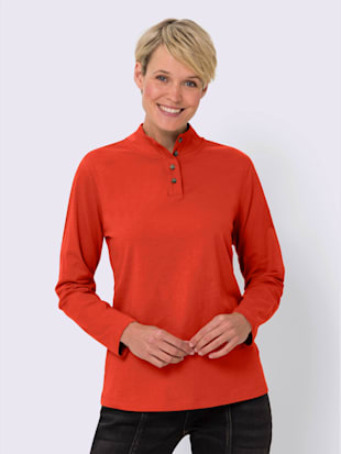 T-shirt femme col montant boutonné manches longues