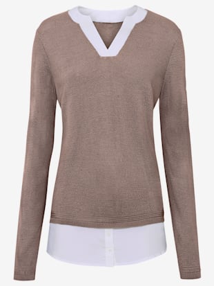 Pull style superposé - taupe-blanc - 40 - WITT