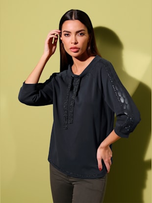 T-shirt à manches 3/4 large col montant avec coulisse