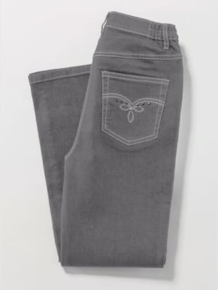 Jean 5 poches avec broderie et applications métalliques