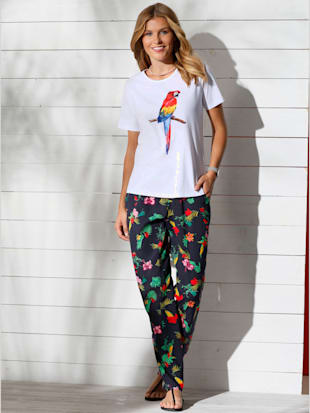 Pantalon femme motif jungle coloré