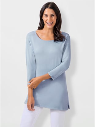 Pull contemporain long en maille fine col rond