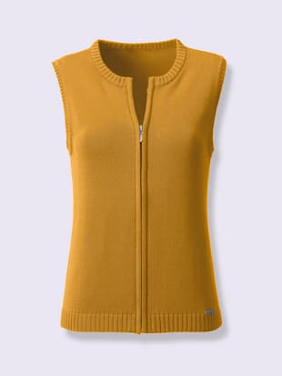Gilet en tricot 50% coton, couleur jaune maïs - HELLINE