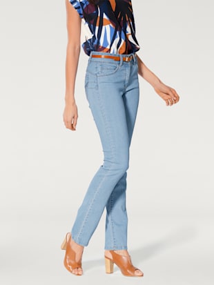 Jeans effet ventre plat coupe skinny, coleur délavé - HELLINE