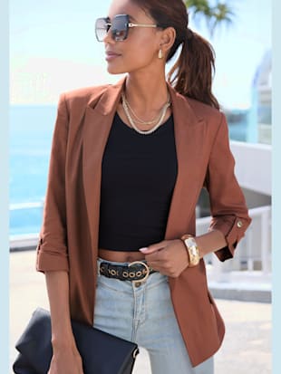 Blazer long blazer élégant avec fines épaulettes